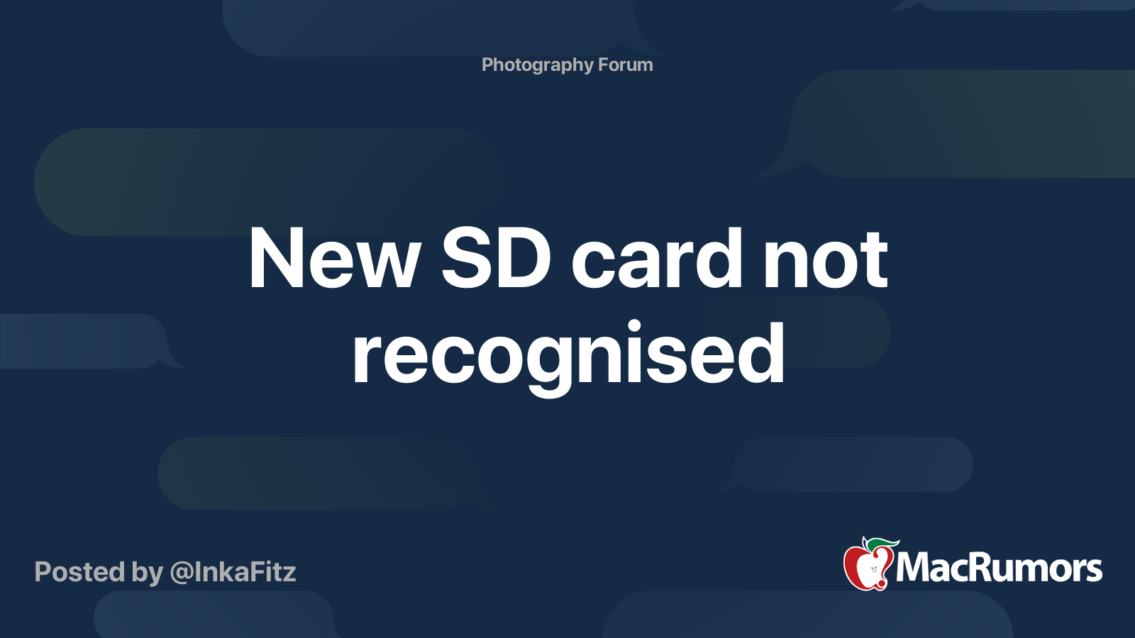New SD card not recognised MacRumors Forums