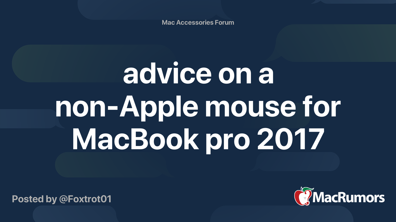 advice on a non-Apple mouse for MacBook pro 2017 | MacRumors Forums