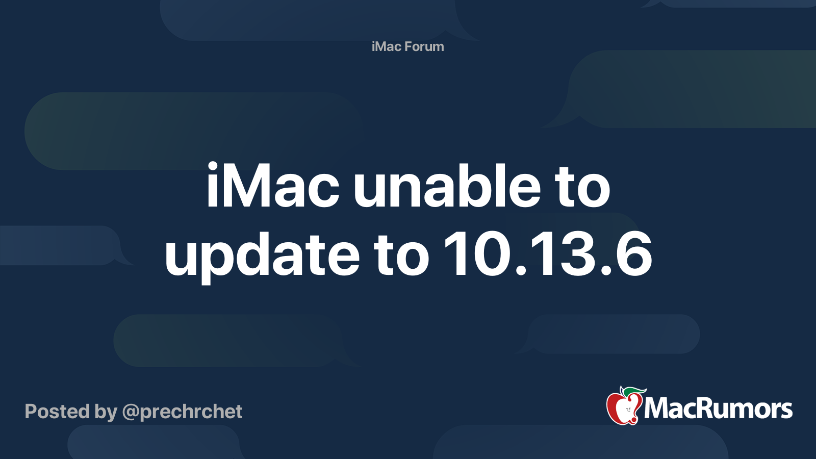 iMac unable to update to 10.13.6 | MacRumors Forums