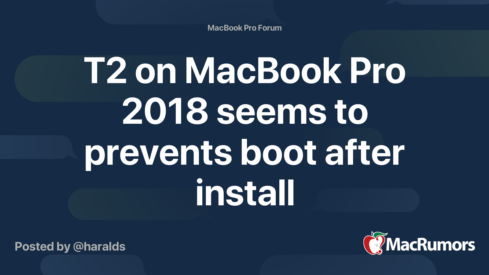 T2 on MacBook Pro 2018 seems to prevents boot after install | MacRumors ...