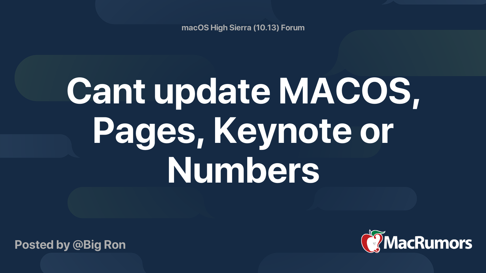 Cant update MACOS, Pages, Keynote or Numbers MacRumors Forums