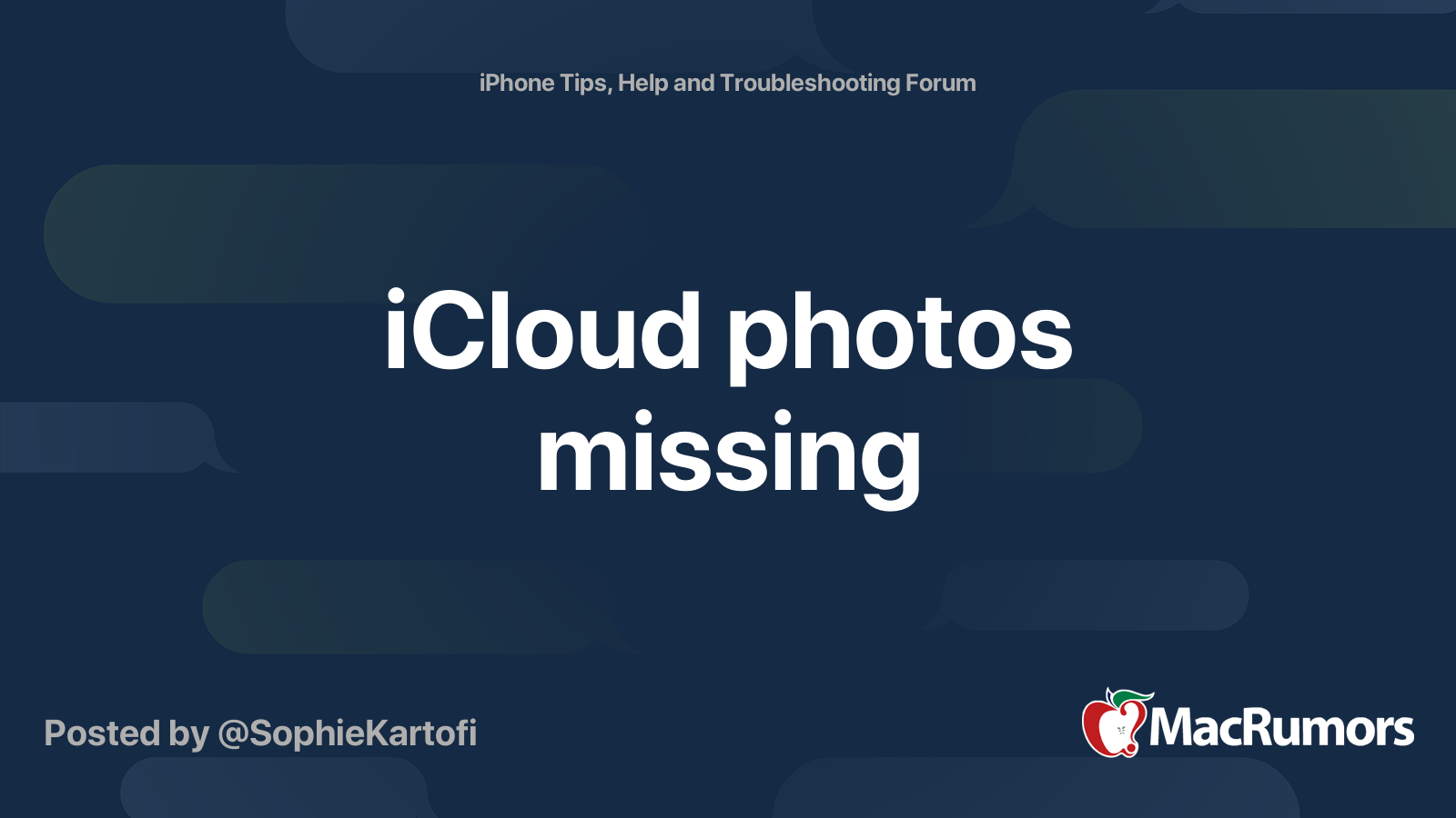 iCloud photos missing | MacRumors Forums