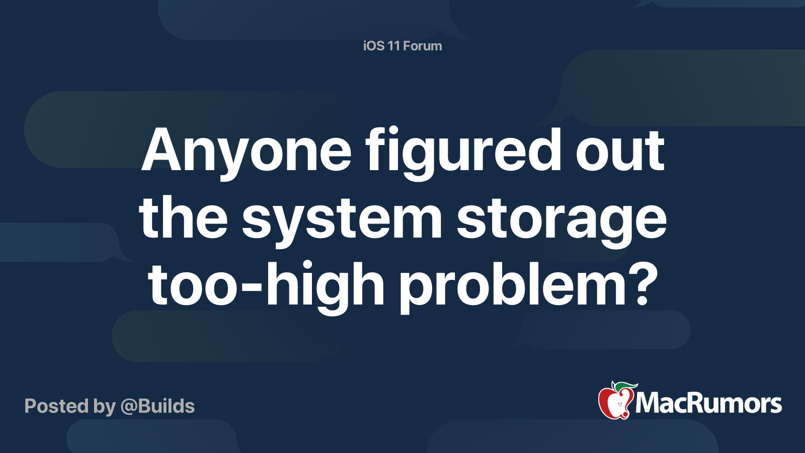 Anyone figured out the system storage toohigh problem? MacRumors Forums