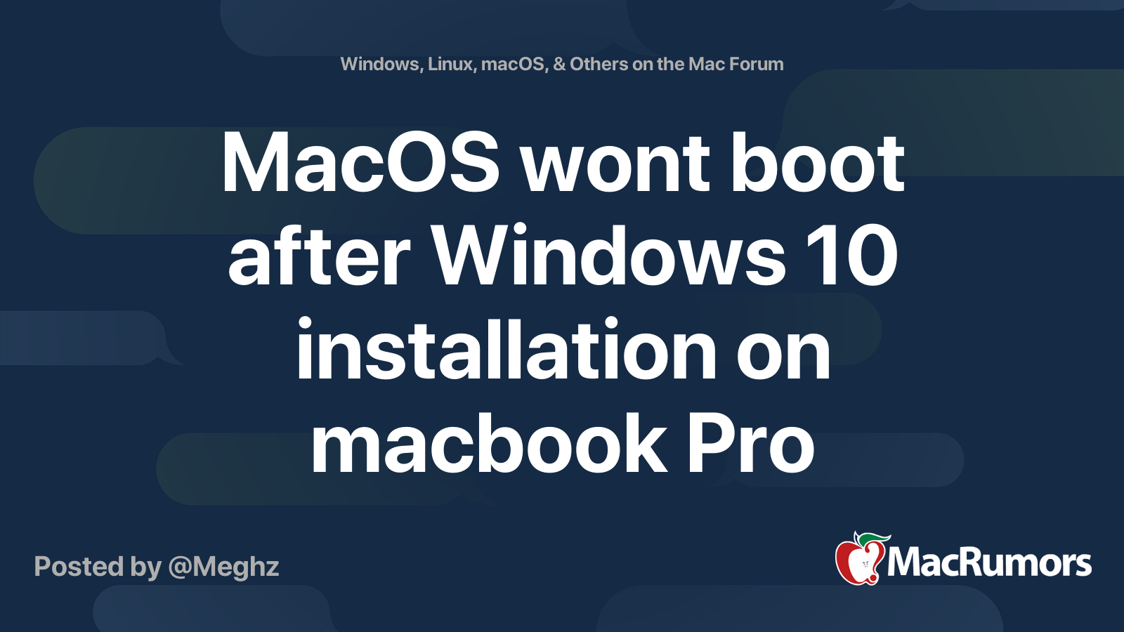 MacOS wont boot after Windows 10 installation on macbook Pro ...