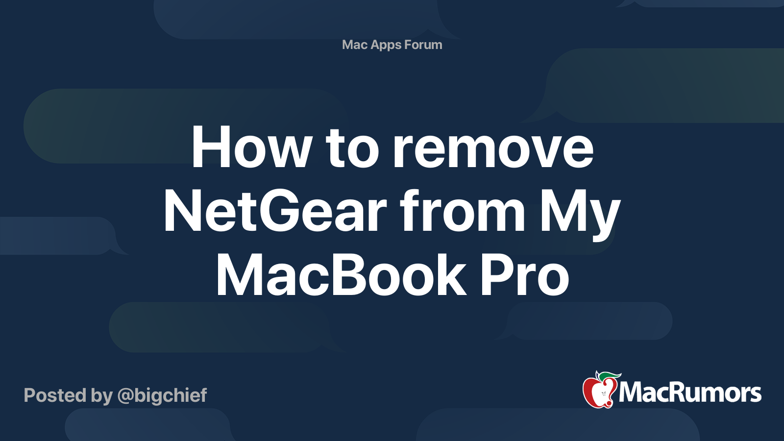 How To Remove NetGear From My MacBook Pro MacRumors Forums