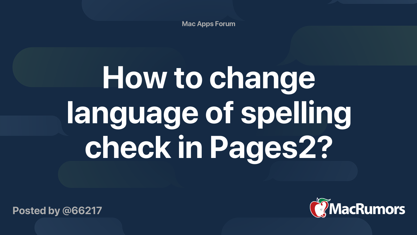 How to change language of spelling check in Pages2? | MacRumors Forums