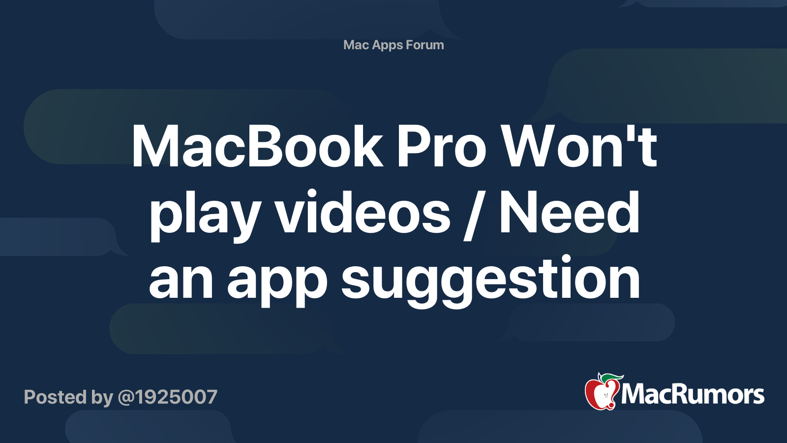 MacBook Pro Won't play videos / Need an app suggestion MacRumors Forums