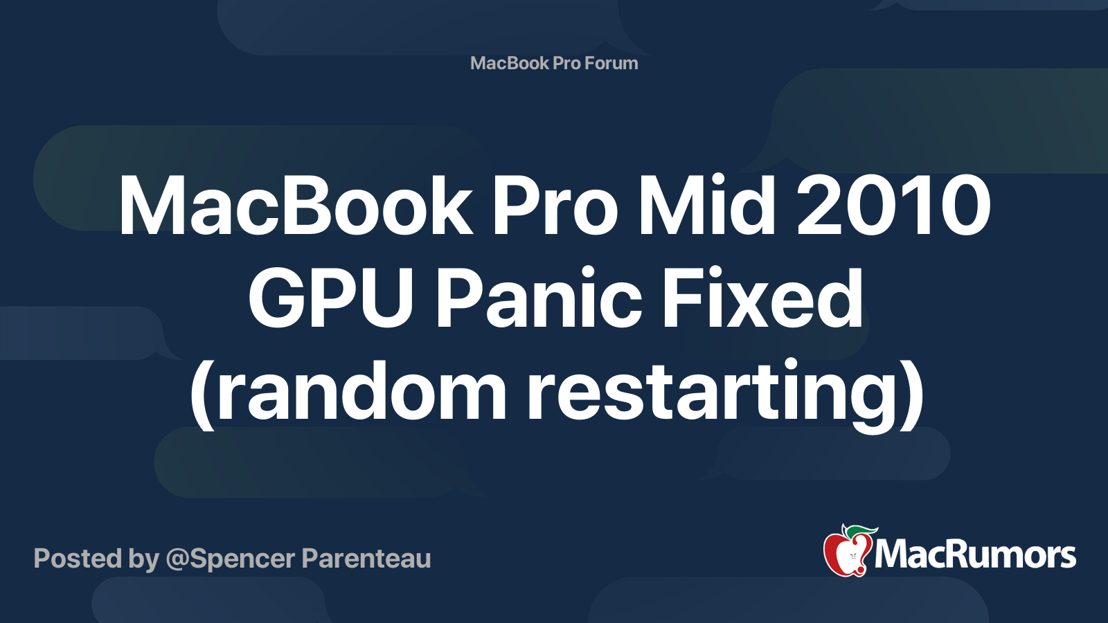 Databasen bølge Symphony MacBook Pro Mid 2010 GPU Panic Fixed (random restarting) | MacRumors Forums