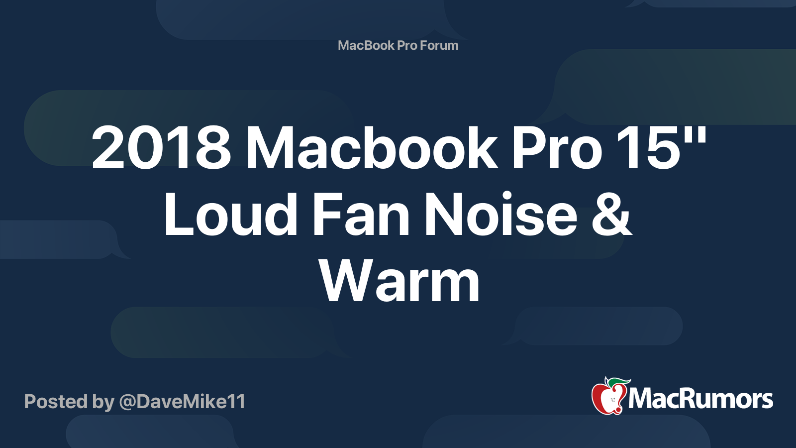 Kritisk Persona klæde 2018 Macbook Pro 15" Loud Fan Noise & Warm | MacRumors Forums