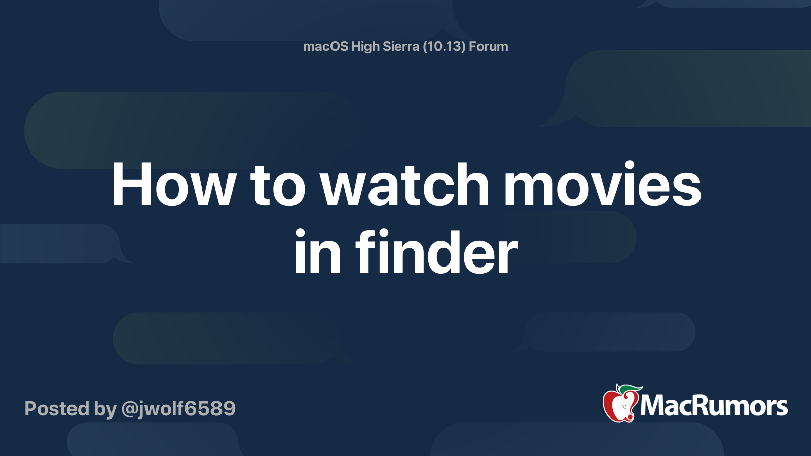 How to watch movies in finder MacRumors Forums