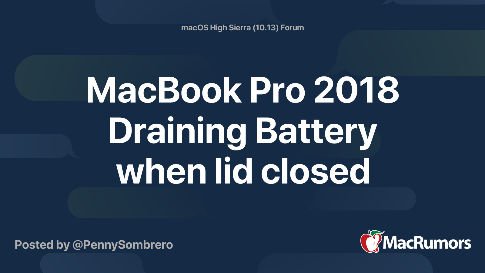 MacBook Pro 2018 Draining Battery when lid closed | MacRumors Forums