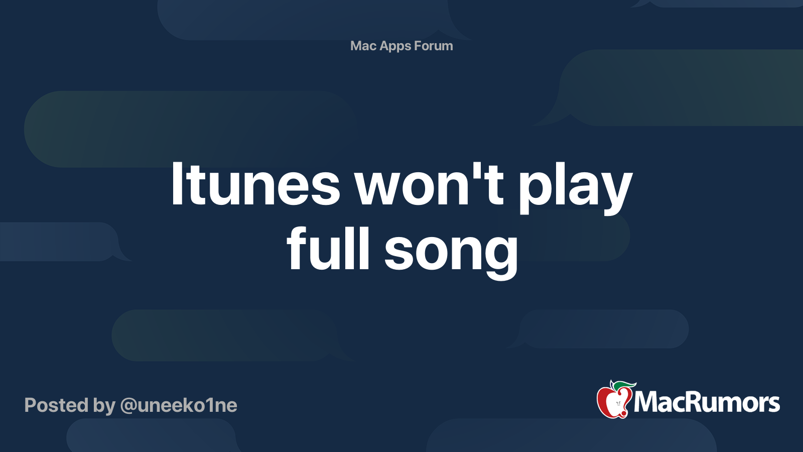 Itunes won't play full song MacRumors Forums
