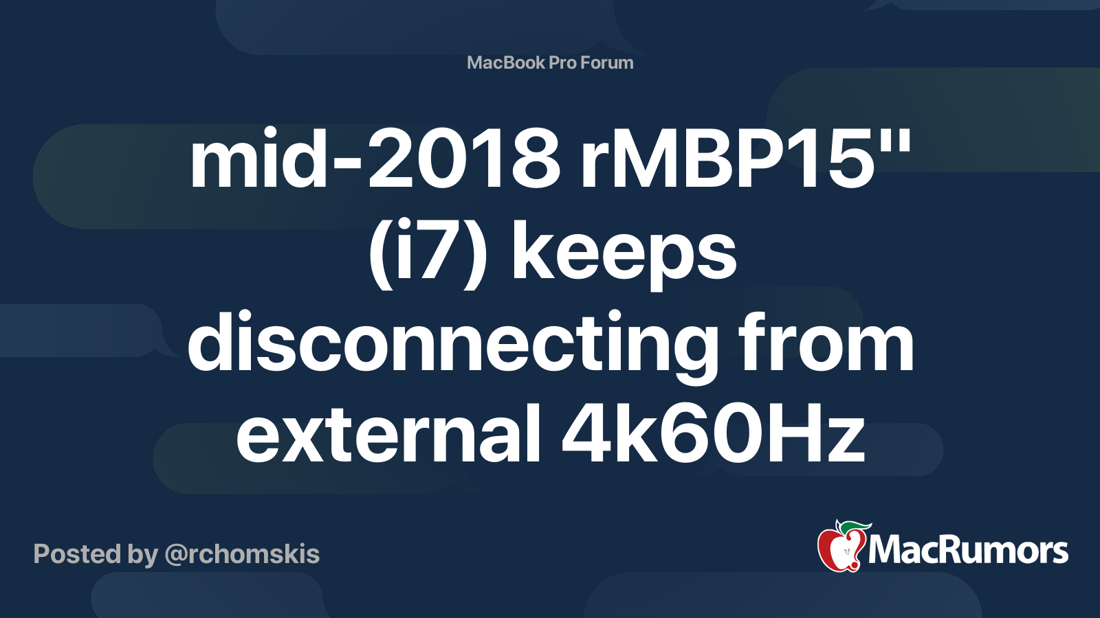 mid2018 rMBP15" (i7) keeps disconnecting from external 4k60Hz monitor under high load