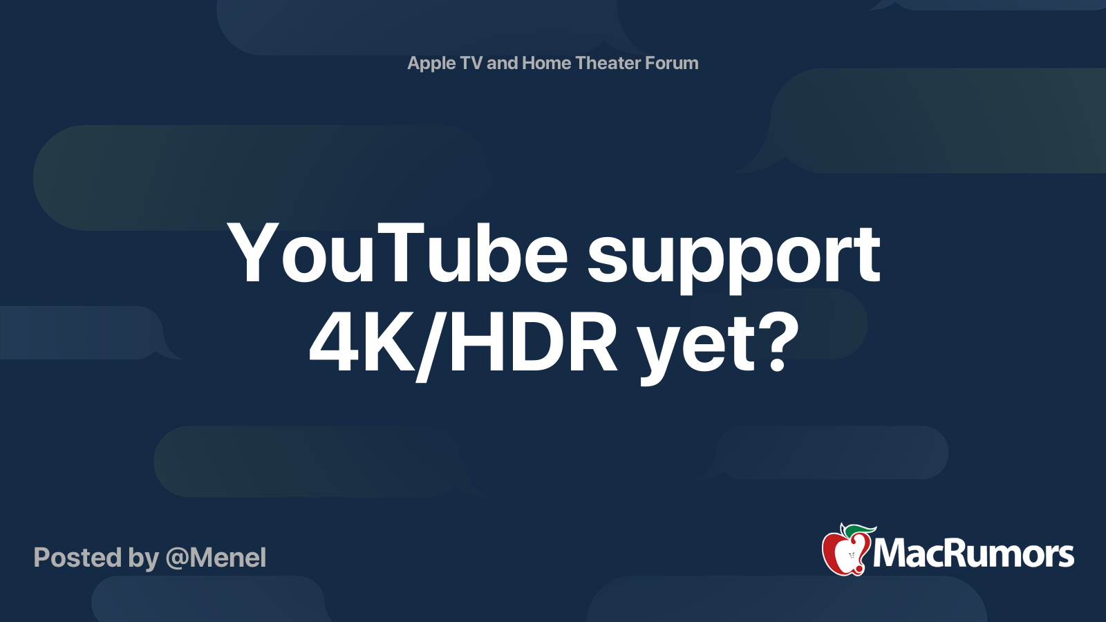 YouTube support 4K/HDR yet? MacRumors Forums