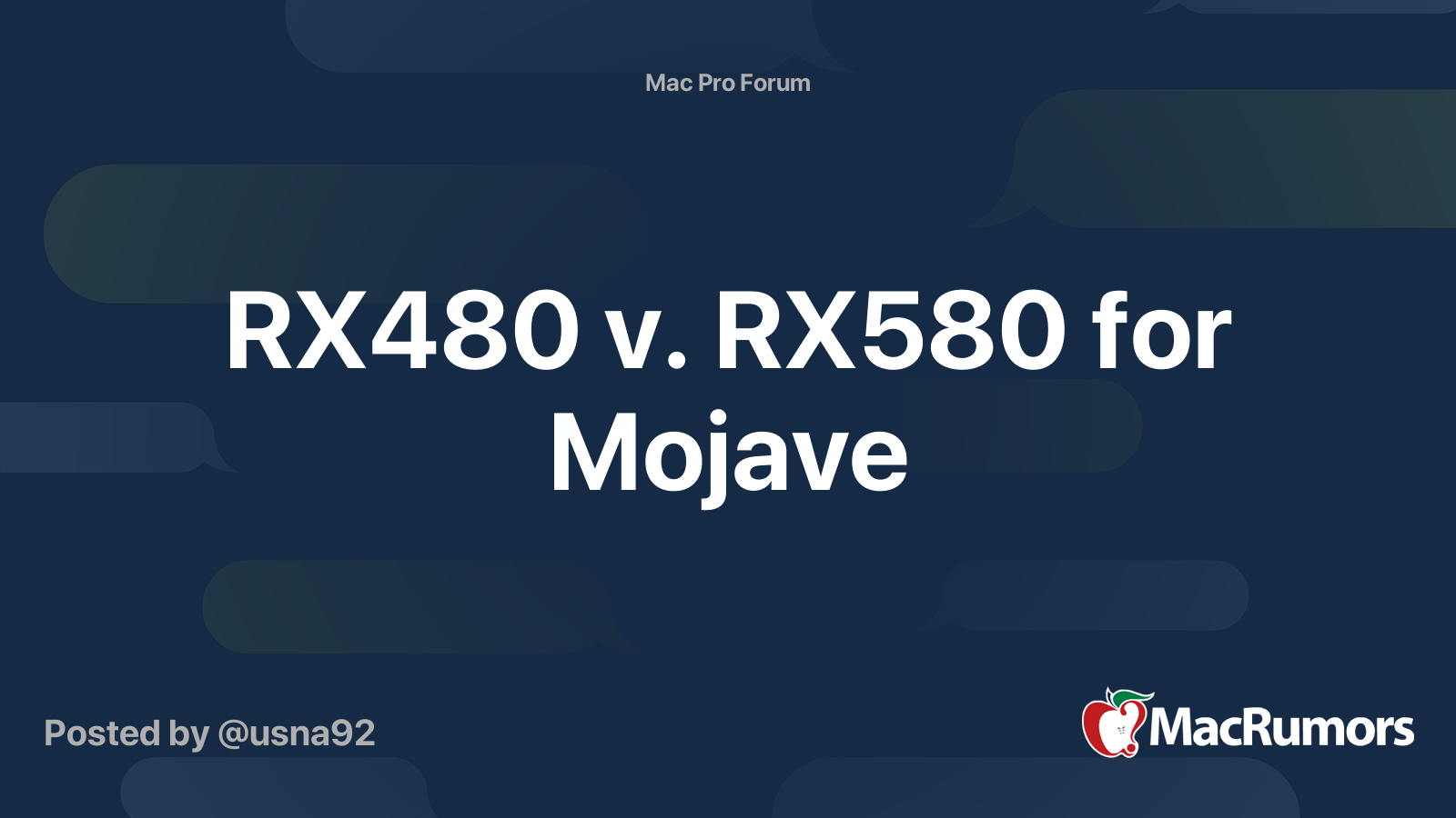 RX480 v. RX580 for Mojave MacRumors Forums