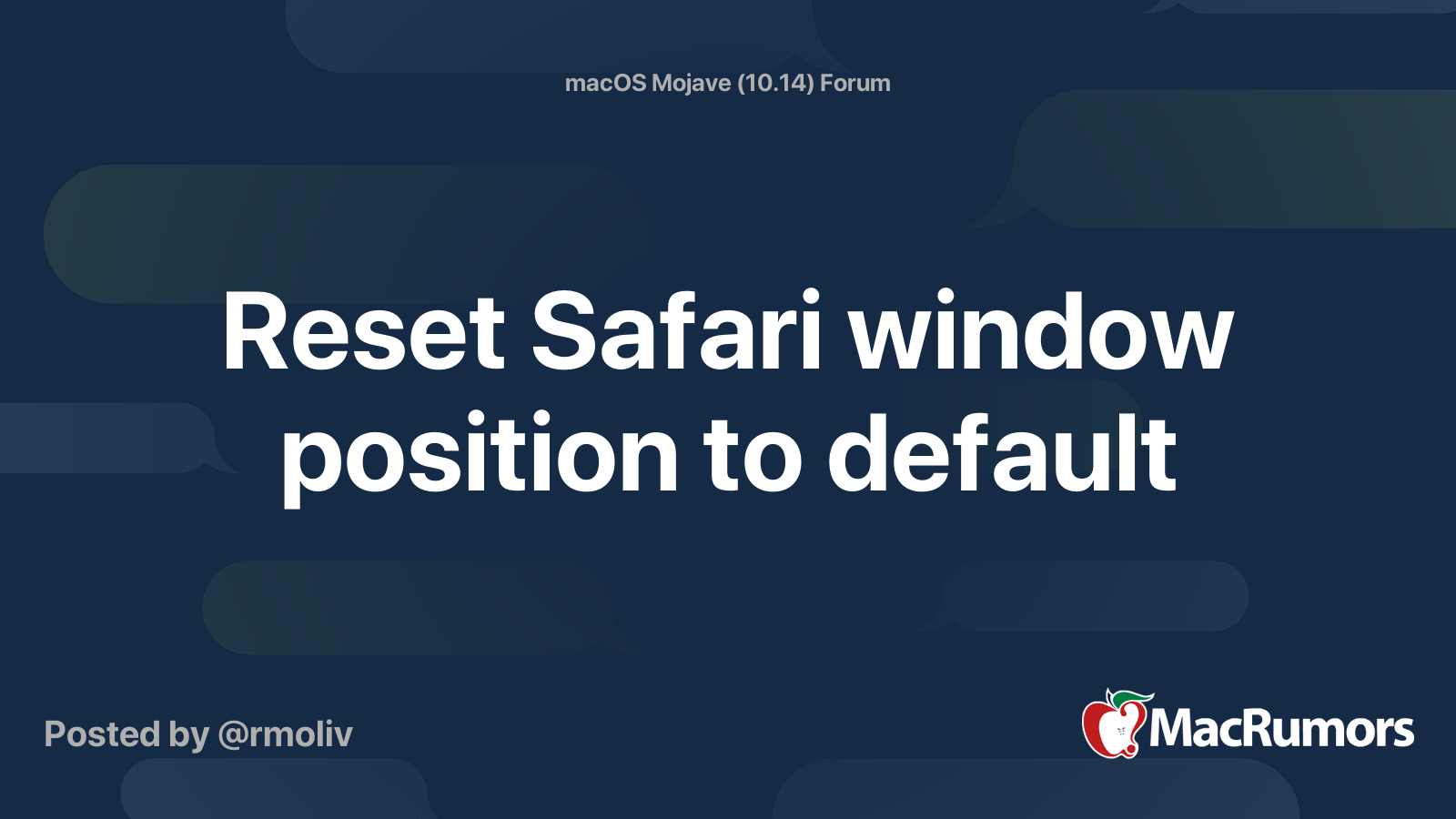Reset Safari window position to default  MacRumors Forums