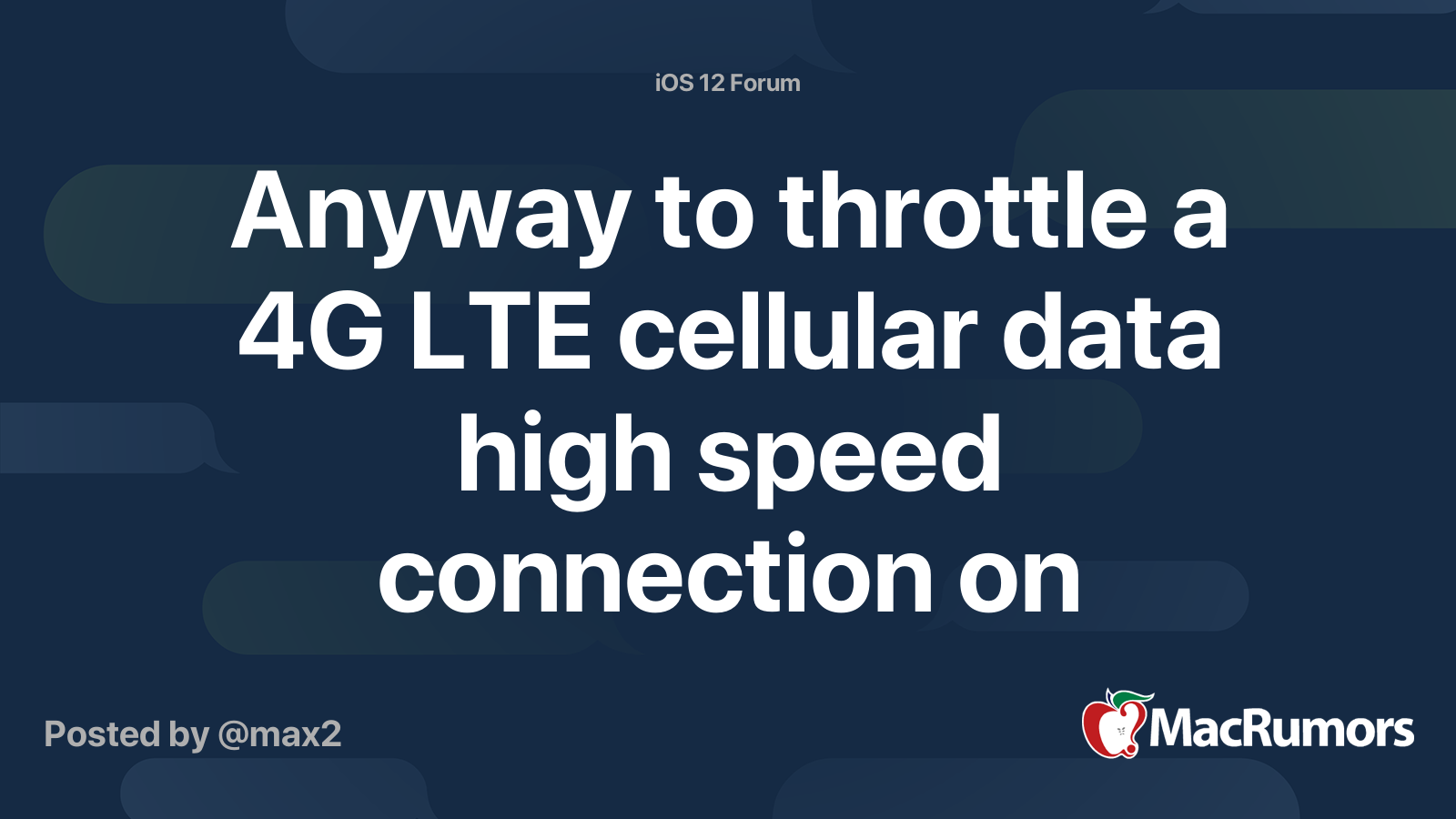 Anyway to throttle a 4G LTE cellular data high speed connection on