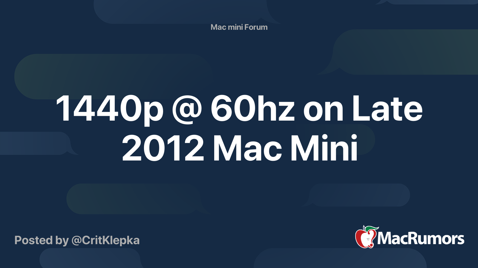 1440p 60hz On Late 12 Mac Mini Macrumors Forums