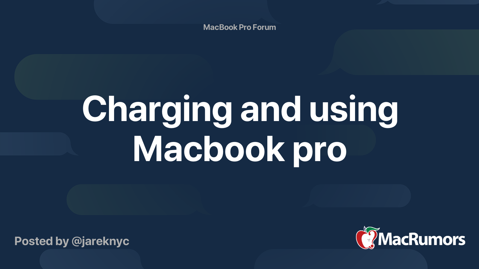 Charging and using Macbook pro MacRumors Forums
