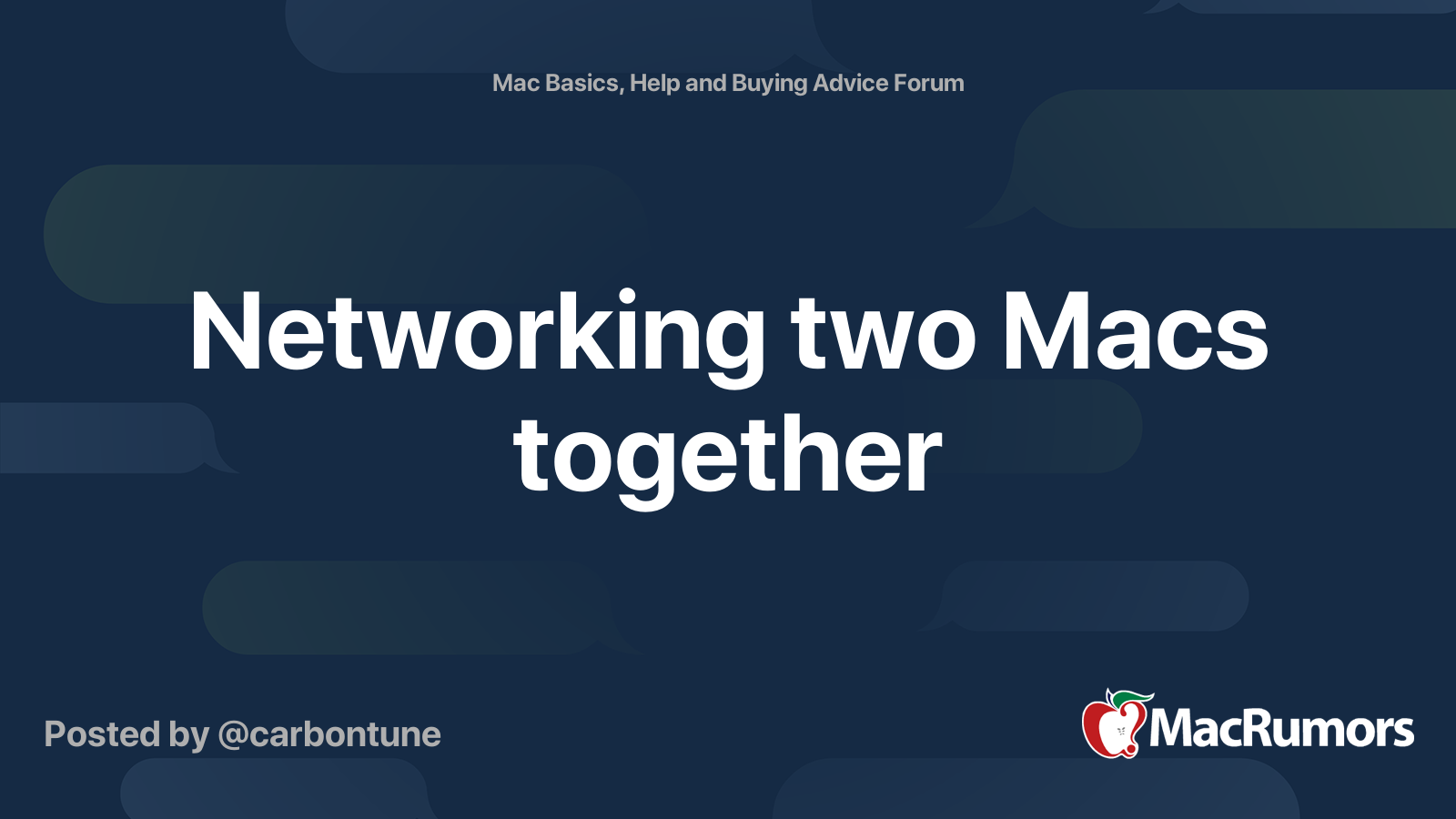 Networking two Macs together MacRumors Forums