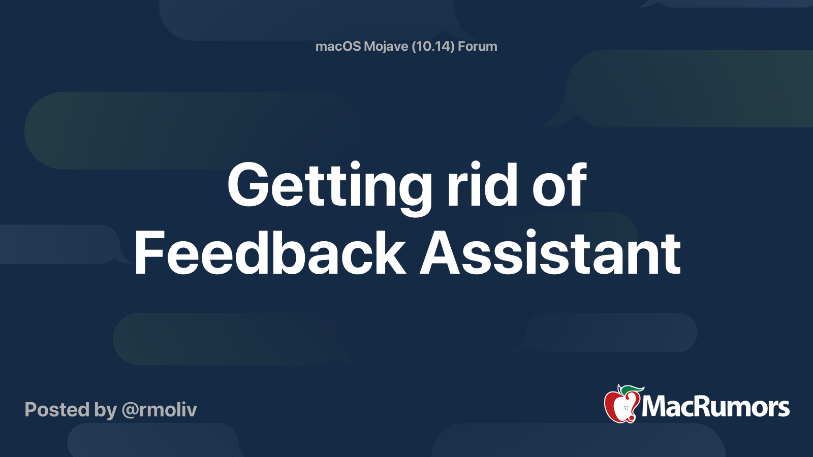Getting Rid Of Feedback Assistant Macrumors Forums