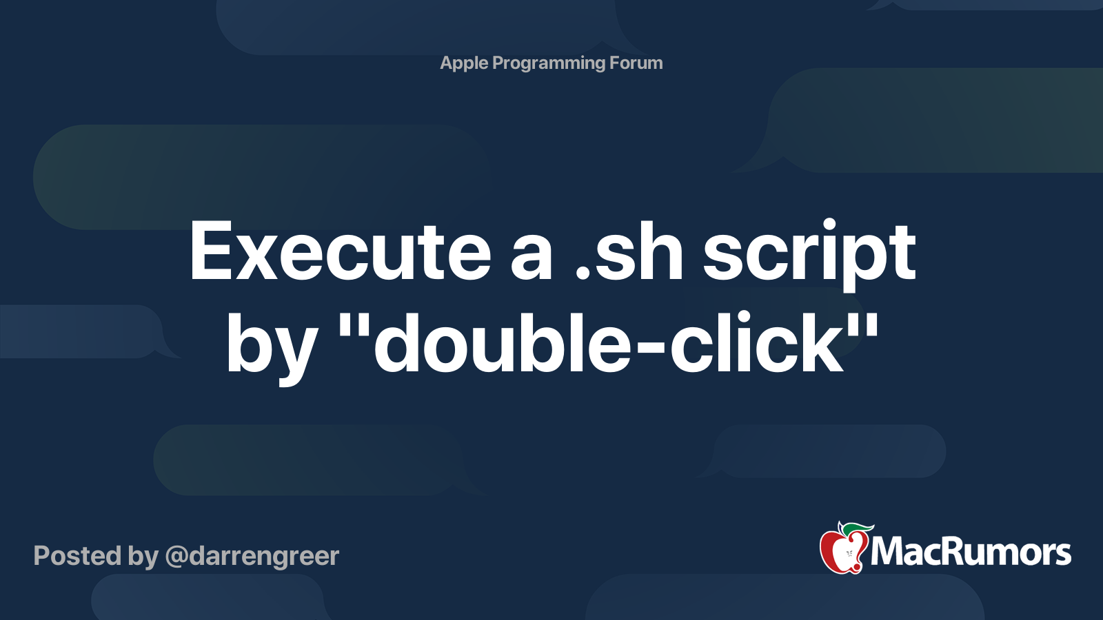 Execute a .sh script by "doubleclick" MacRumors Forums