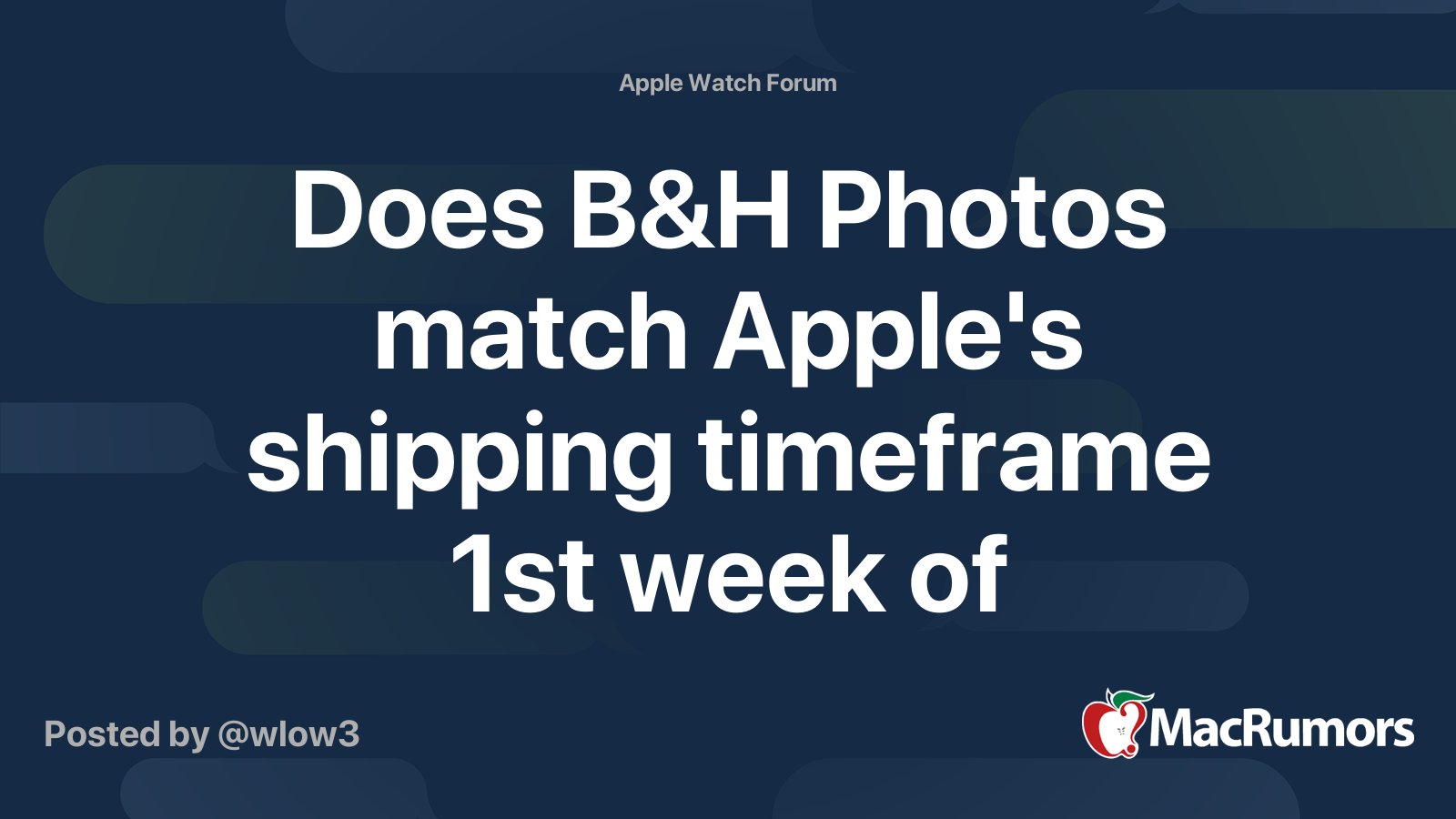 Does B&H Photos match Apple's shipping timeframe 1st week of