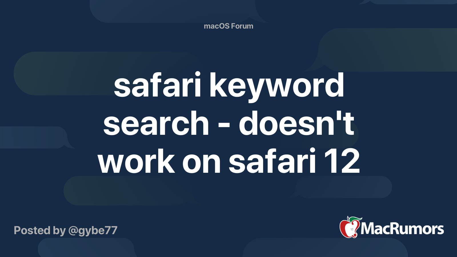 safari keyword search doesn't work on safari 12 MacRumors Forums