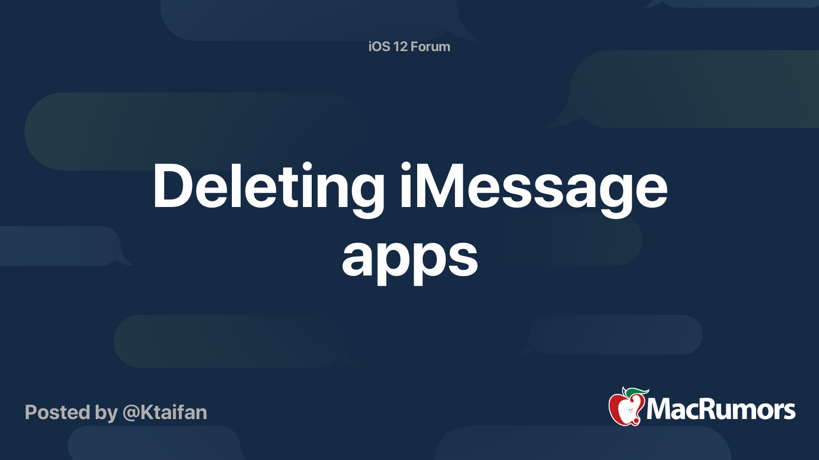 Deleting iMessage apps | MacRumors Forums