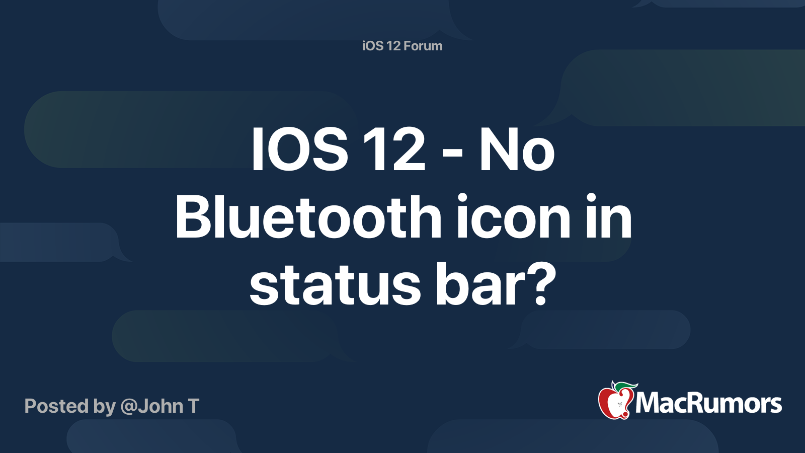 Ios 12 No Bluetooth Icon In Status Bar Macrumors Forums