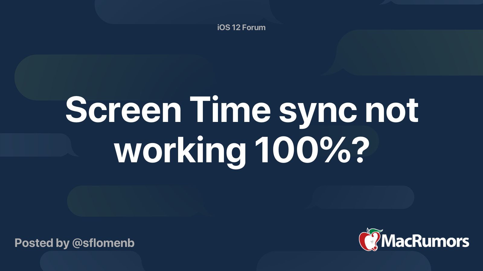 Screen Time sync not working 100? MacRumors Forums