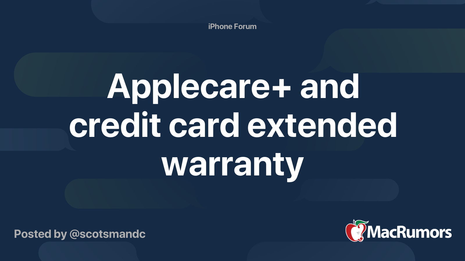 Applecare+ and credit card extended warranty MacRumors Forums