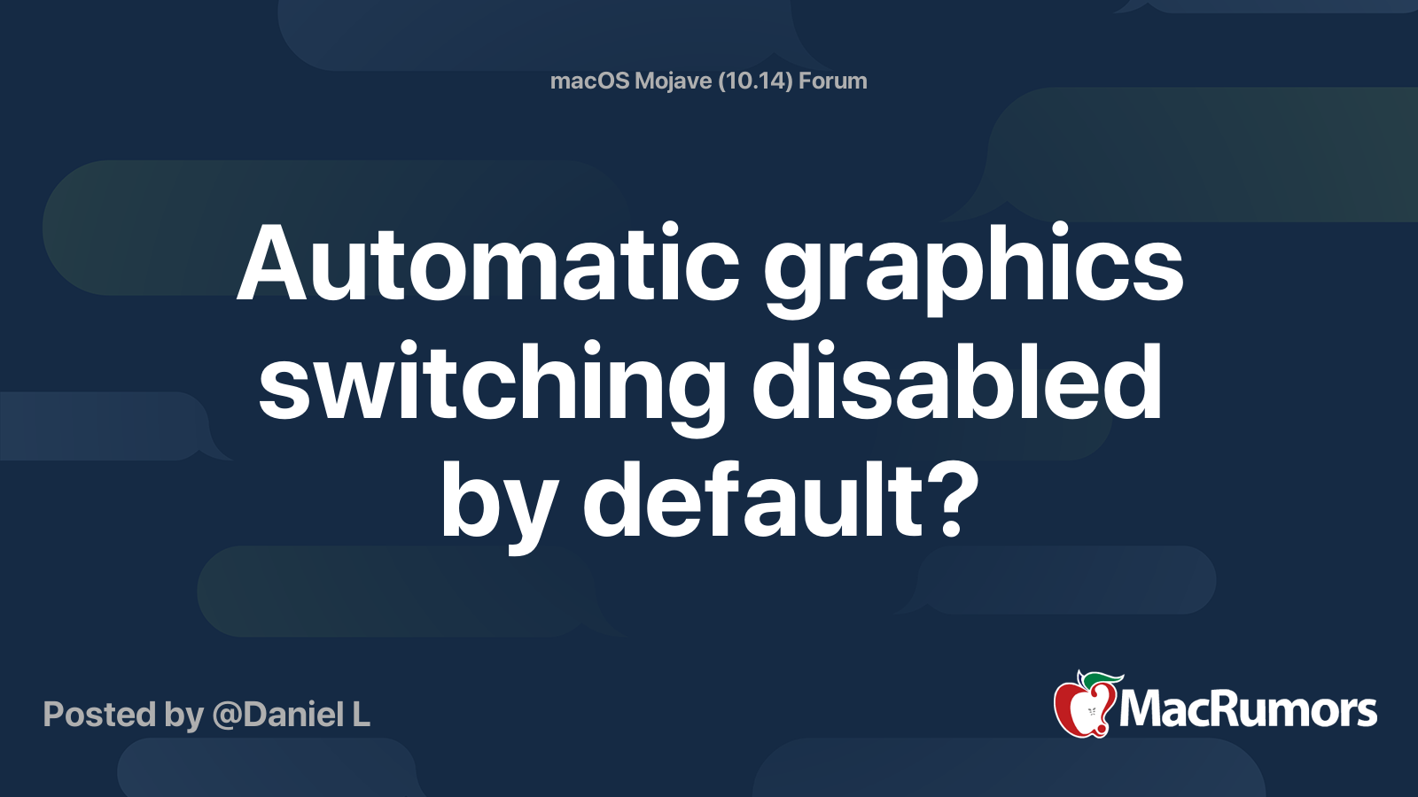 Automatic graphics switching disabled by default? MacRumors Forums