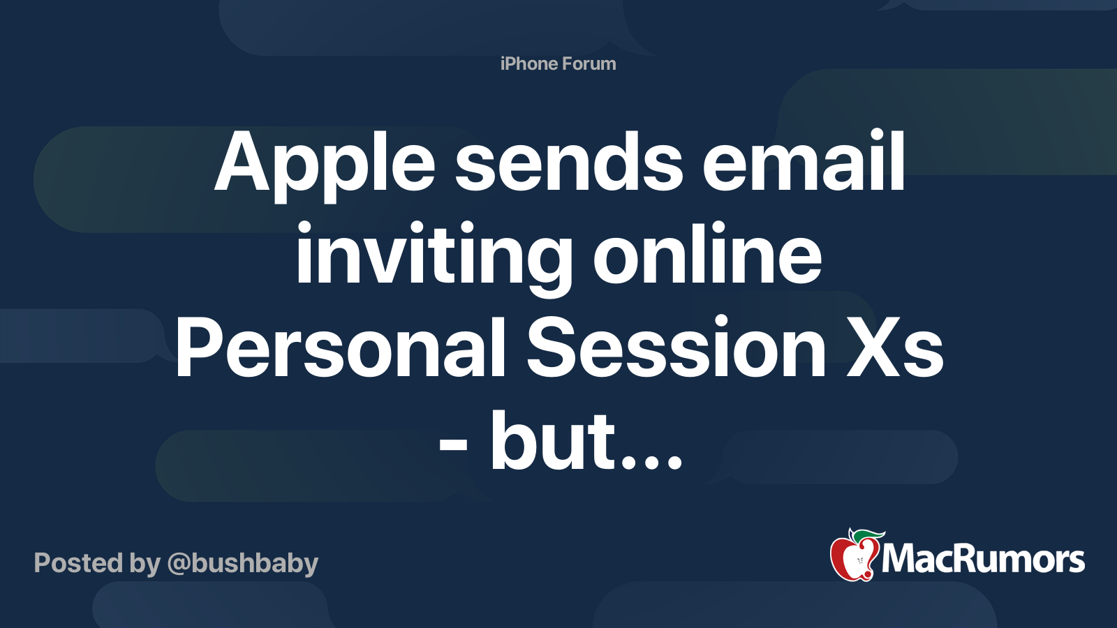 Apple sends email inviting online Personal Session Xs but
