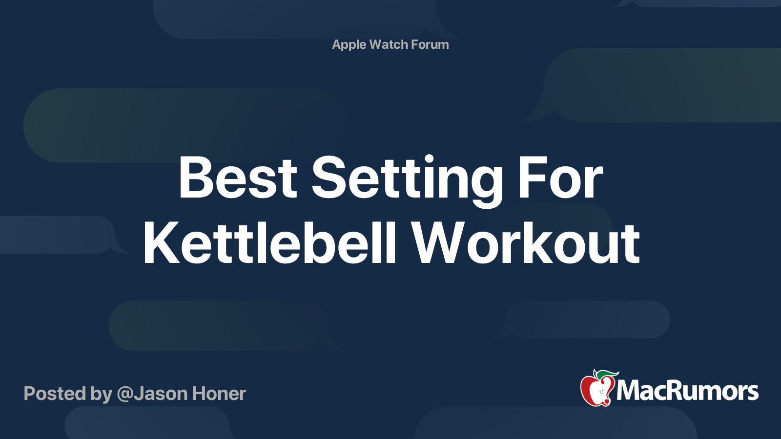 Best Setting For Kettlebell Workout MacRumors Forums