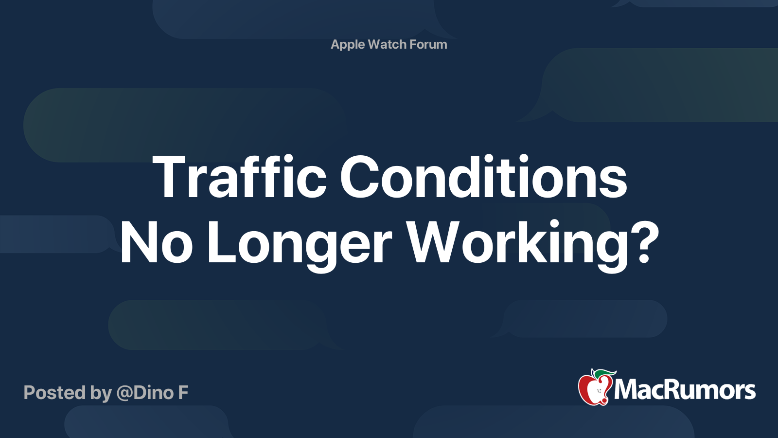 Traffic Conditions No Longer Working MacRumors Forums