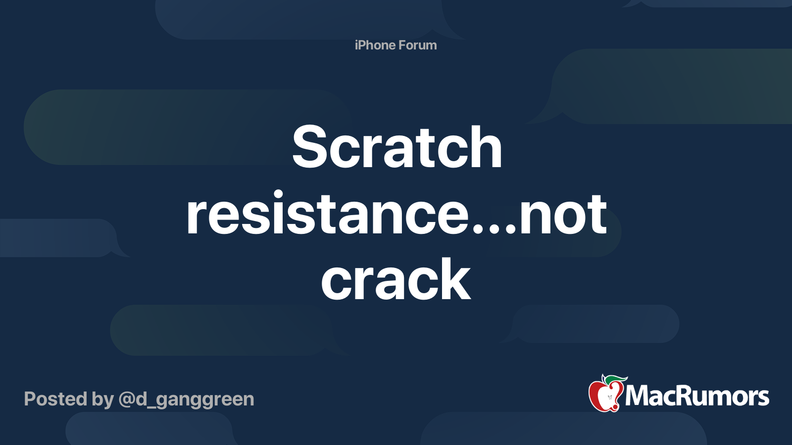 Scratch resistance...not crack | MacRumors Forums