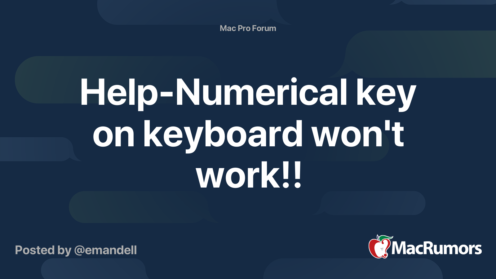 HelpNumerical key on keyboard won't work!! MacRumors Forums