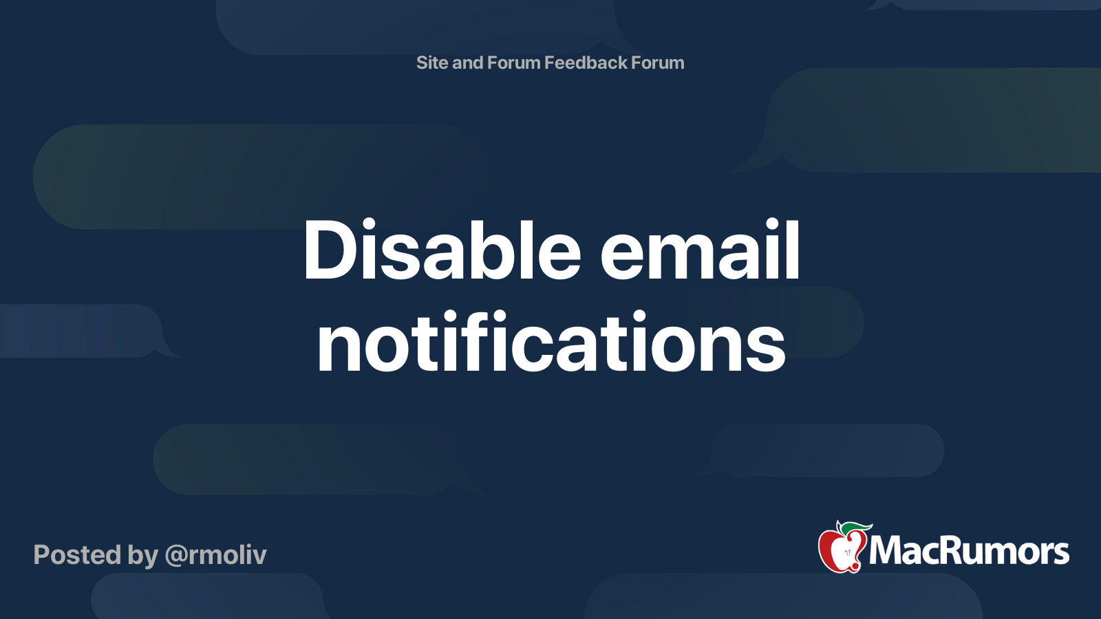Disable email notifications MacRumors Forums