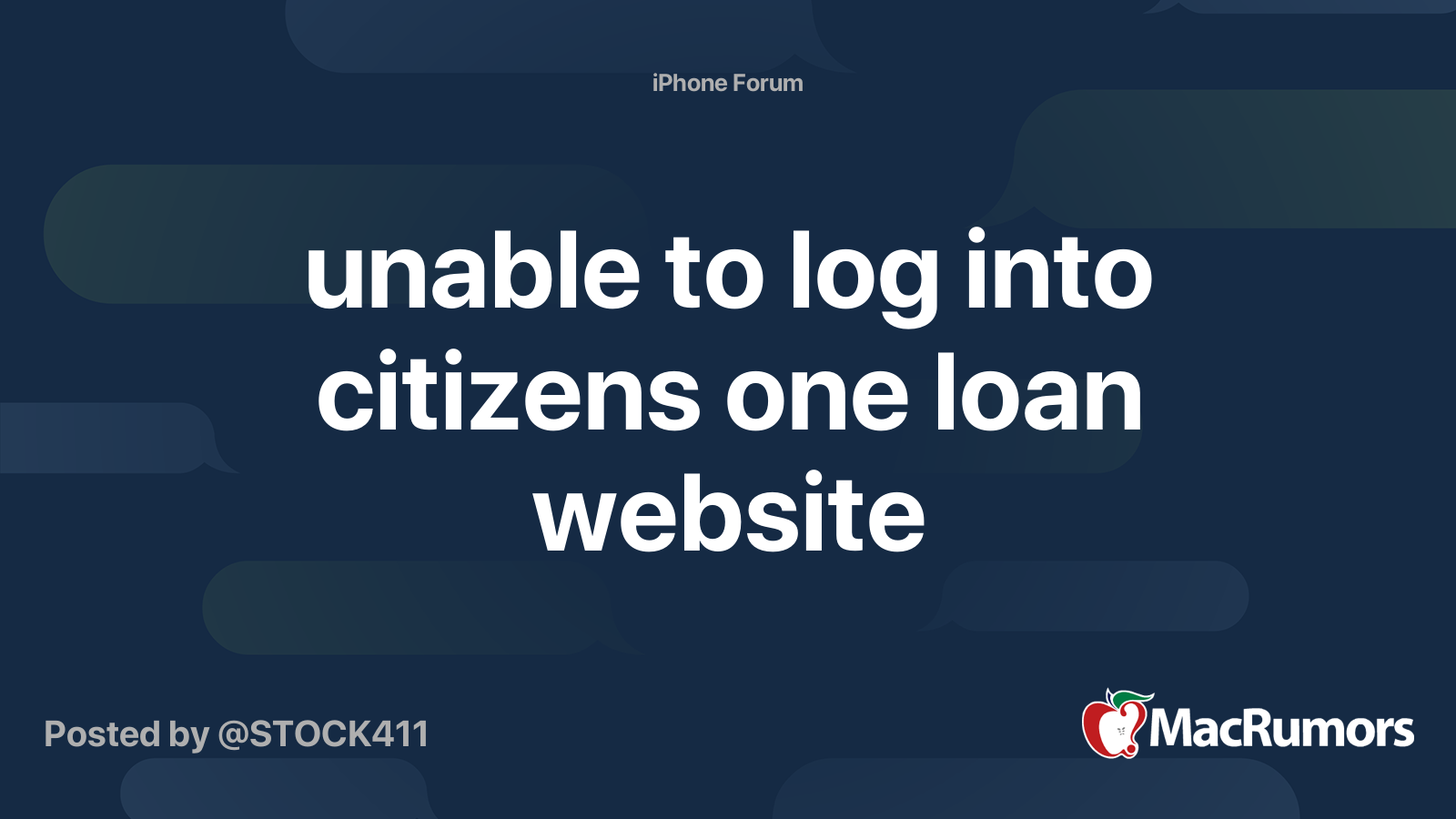unable to log into citizens one loan website | MacRumors Forums