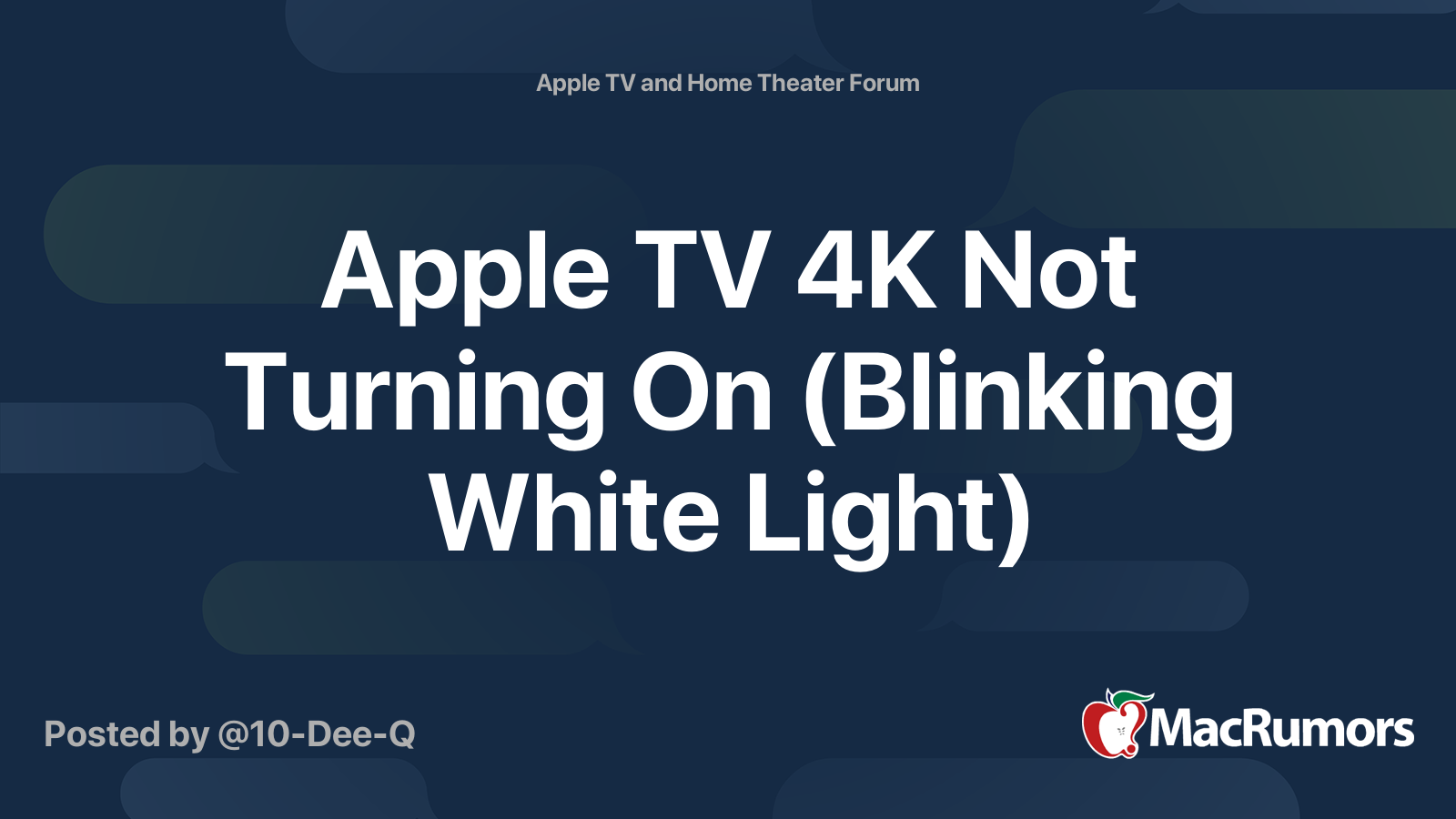 Apple TV 4K Not On (Blinking White | MacRumors Forums