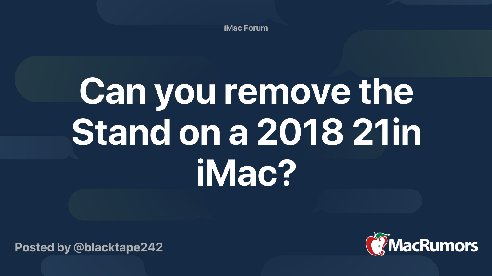 Can you remove the Stand on a 2018 21in iMac? MacRumors Forums