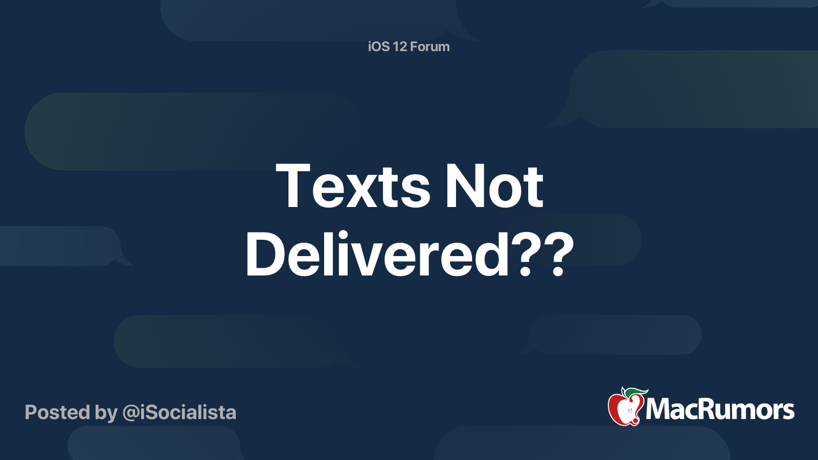 Texts Not Delivered?? MacRumors Forums