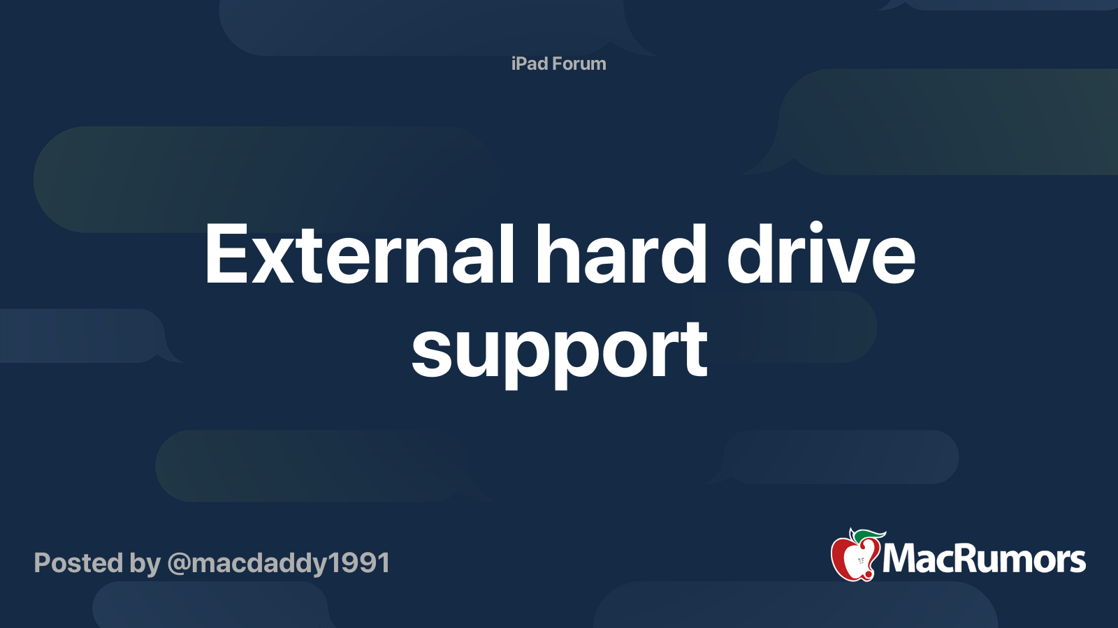 External hard drive support | MacRumors Forums