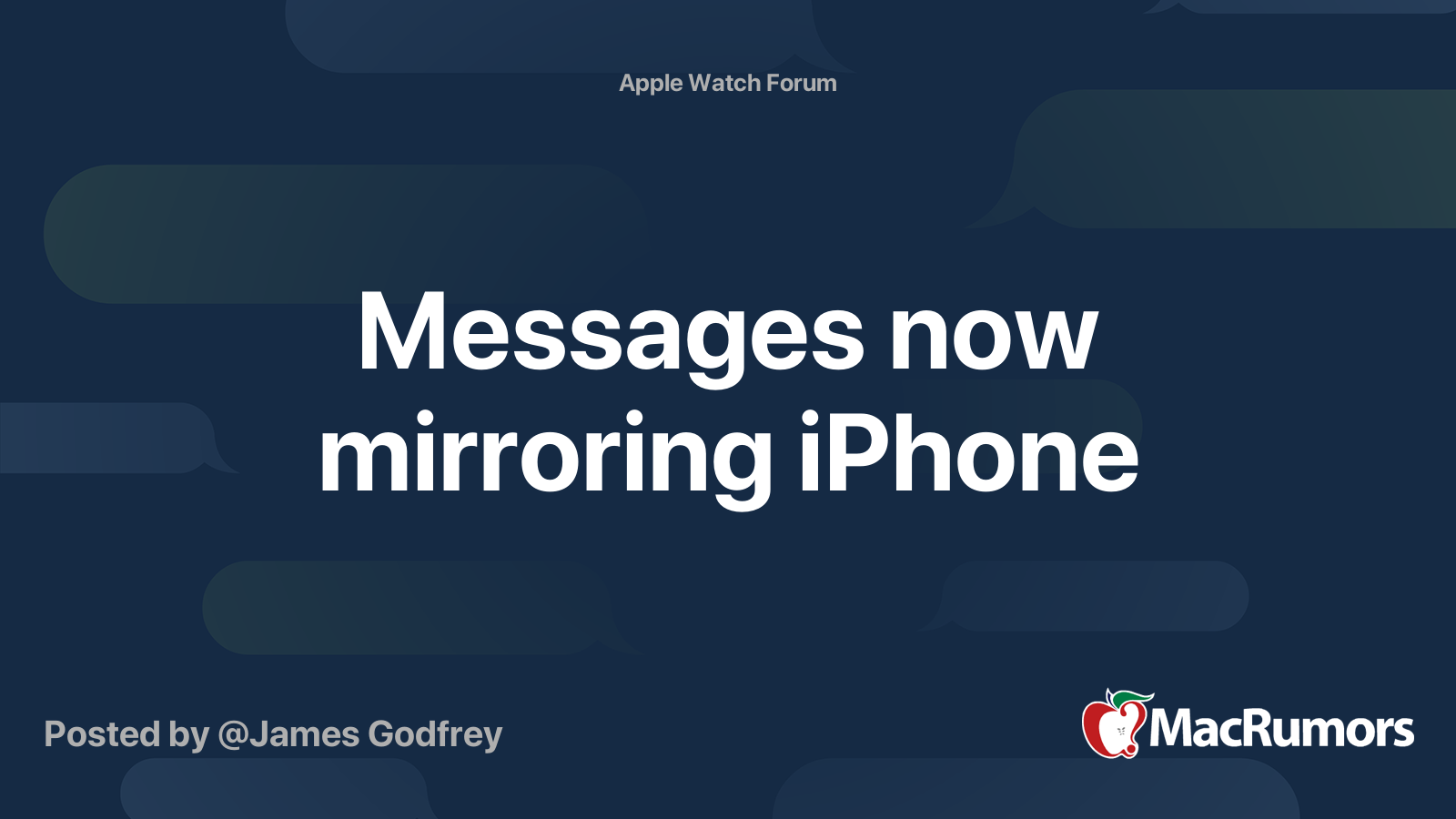 Messages now mirroring iPhone MacRumors Forums