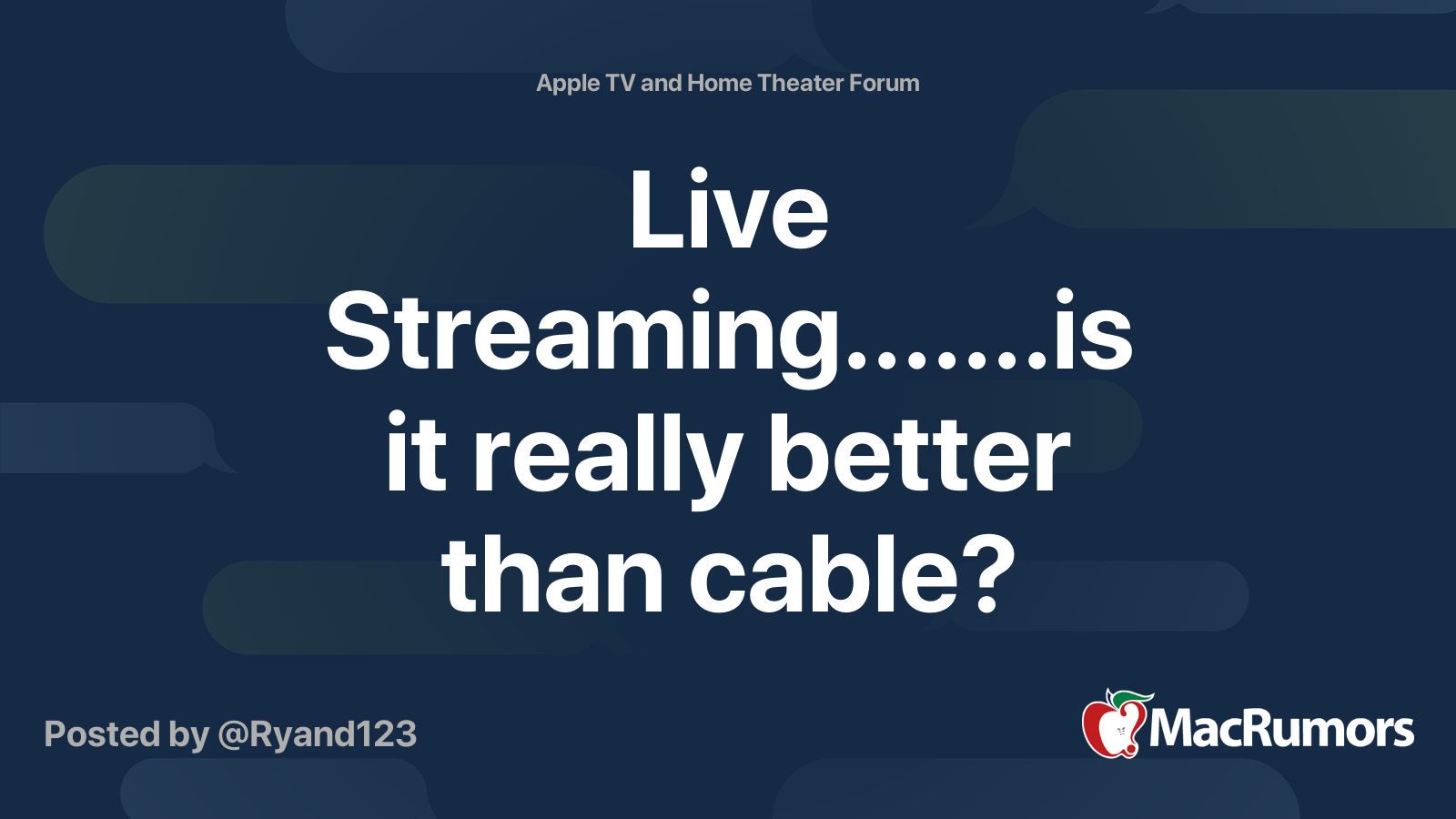 Live Streaming.......is it really better than cable? MacRumors Forums