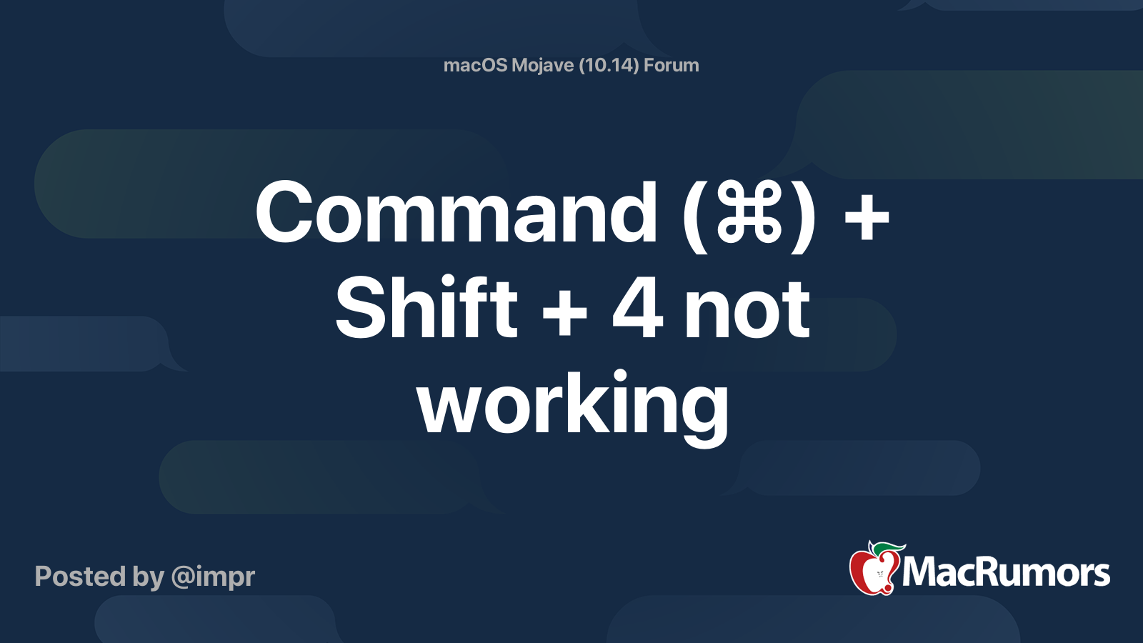 Command (⌘) + Shift + 4 not working MacRumors Forums