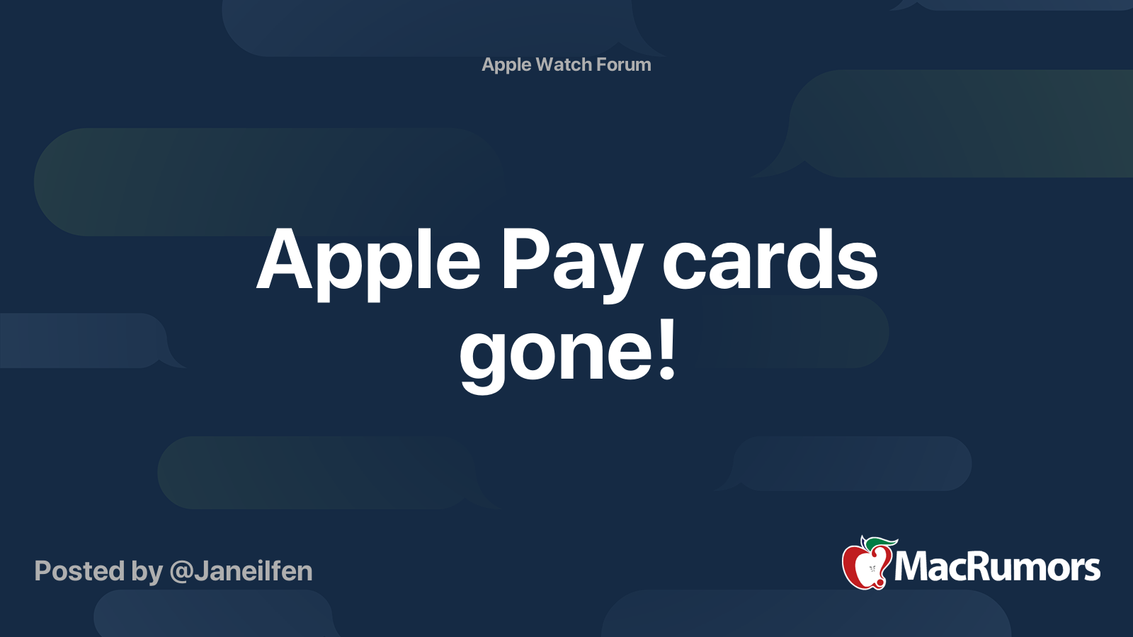 Apple Pay cards gone! MacRumors Forums