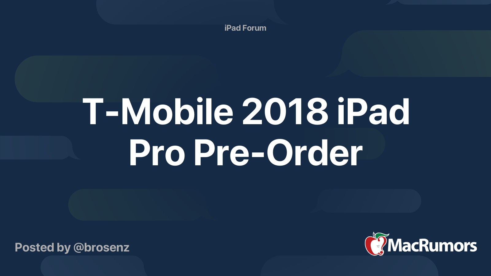 TMobile 2018 iPad Pro PreOrder MacRumors Forums