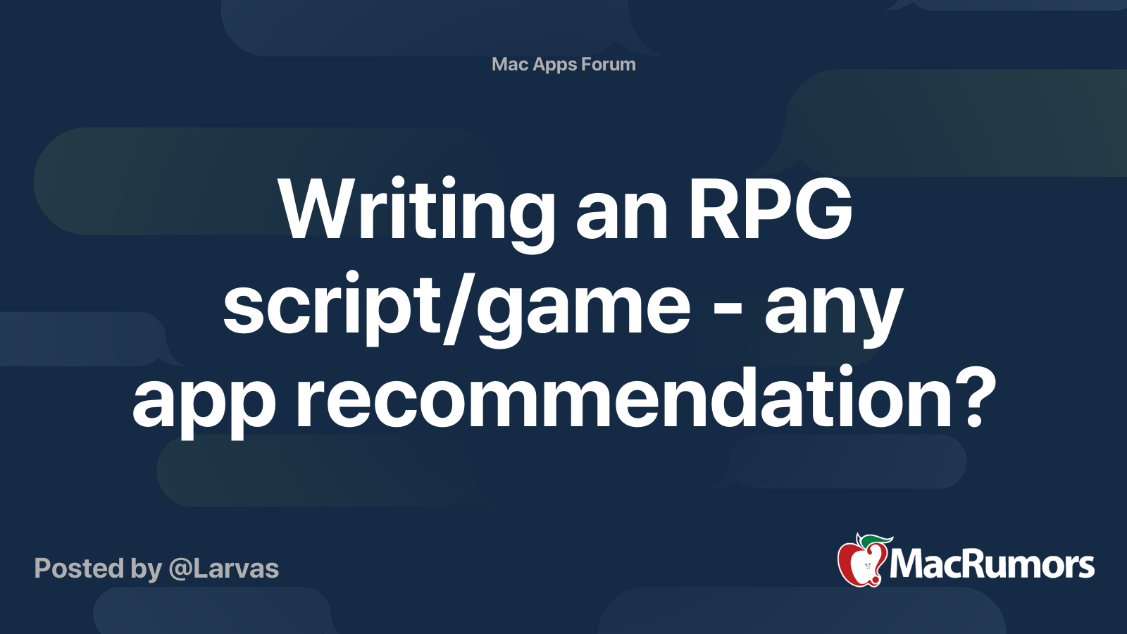 Writing an RPG script/game any app MacRumors Forums